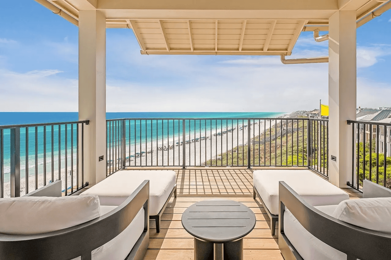 Luxury beach house at sunset on 30A